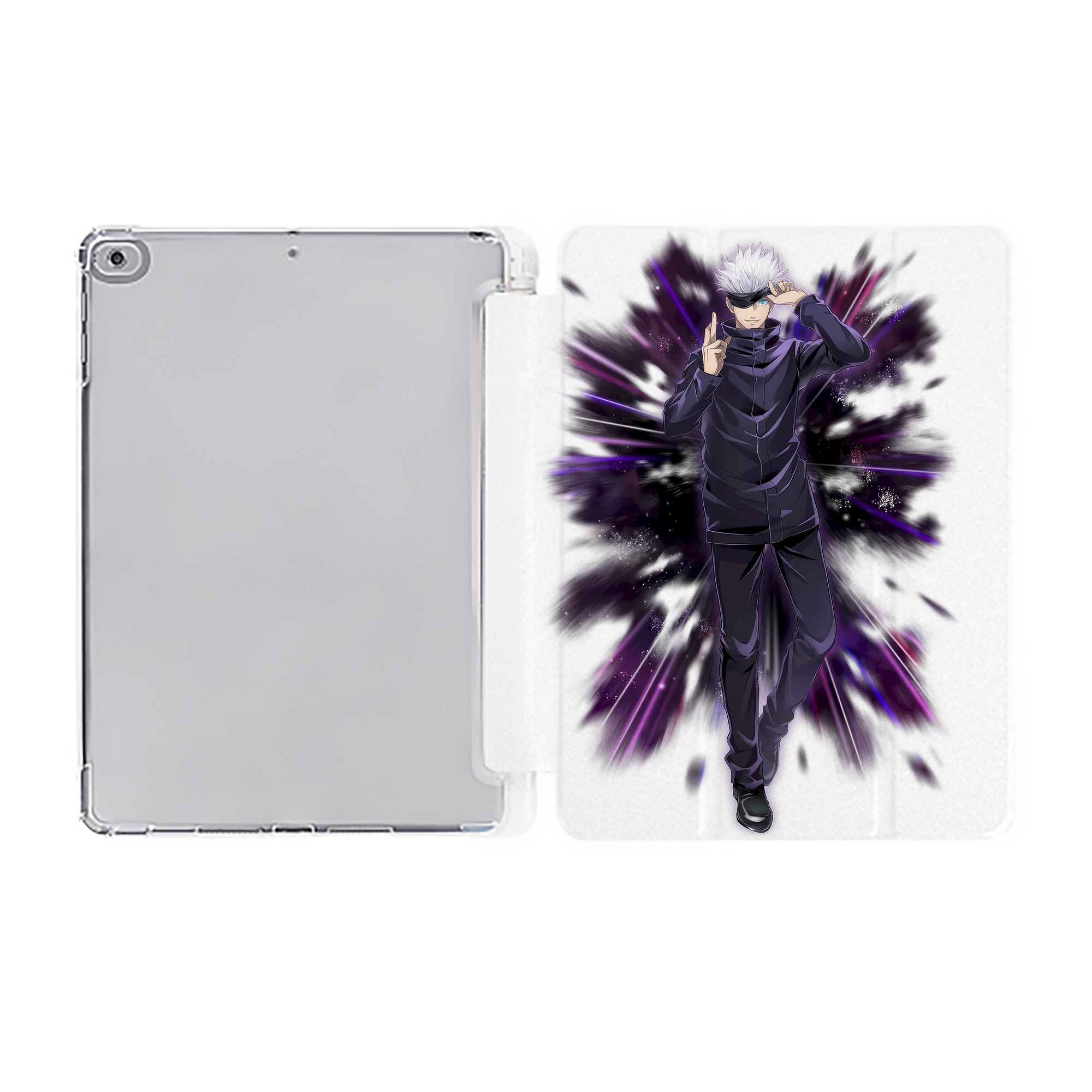 （画像用） 呪術廻戦 Jujutsu Kaisen IPad ケース ペン収納付き 三つ折りスタンド PUレザー×シリコン 対応機種9.5/10.5/10.9インチ